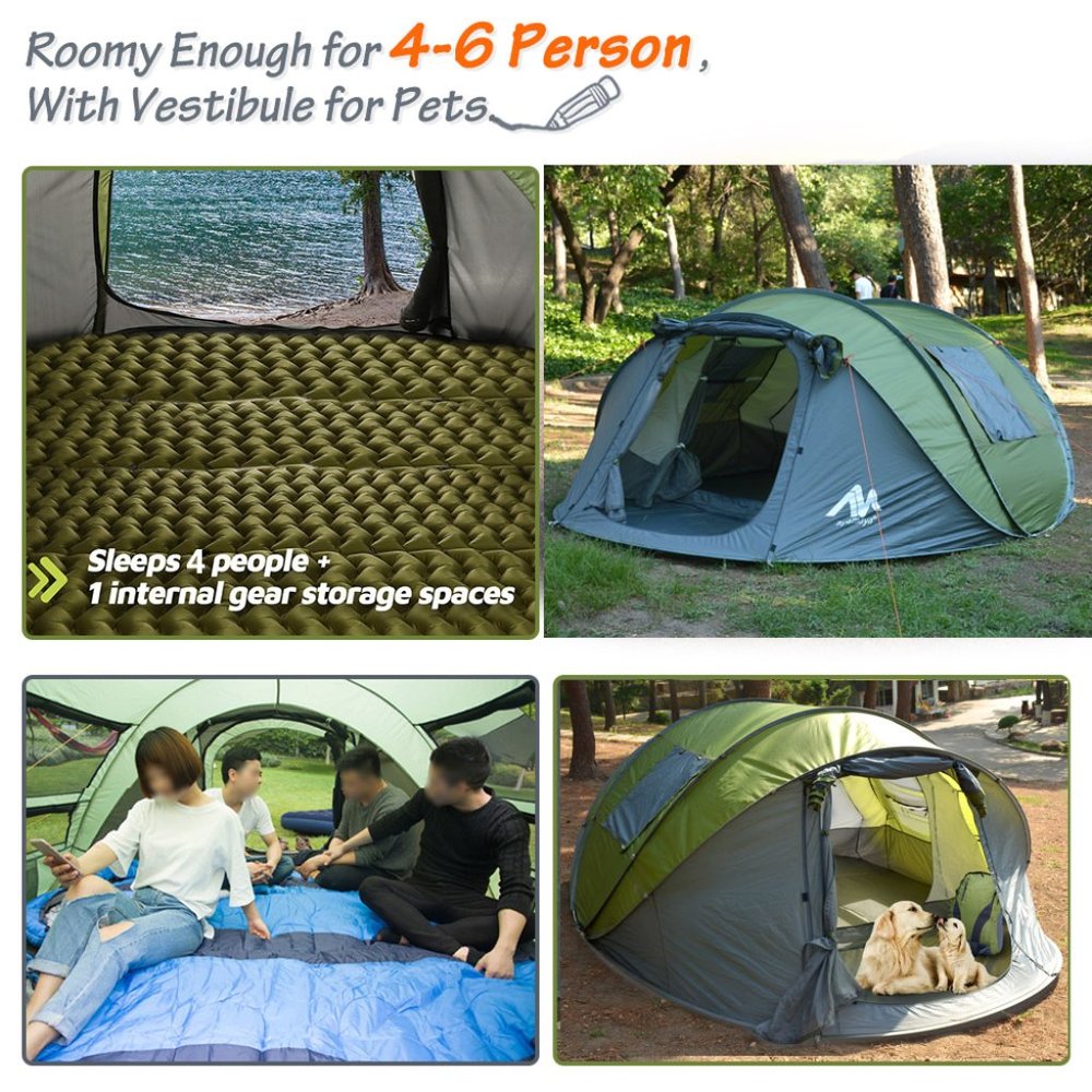 CAMPING POP UP TENT WITH VESTIBULE FOR 2-6 PERSON - Picture 2 of 7
